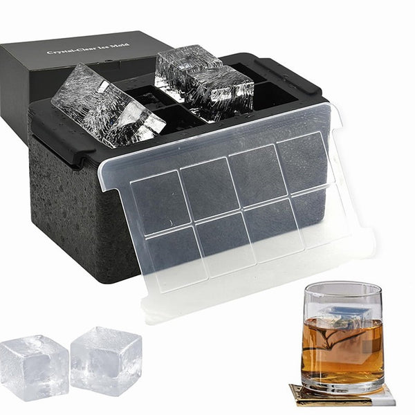 Clear Ice Cube Tray for Whiskey 2 Inch Clear Ice Cube Maker - Silicone Lar