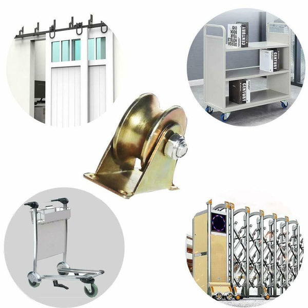 4pcs 2" V Groove Wheel Sliding Gate Caster with Bracket for Garage Door/Lifting