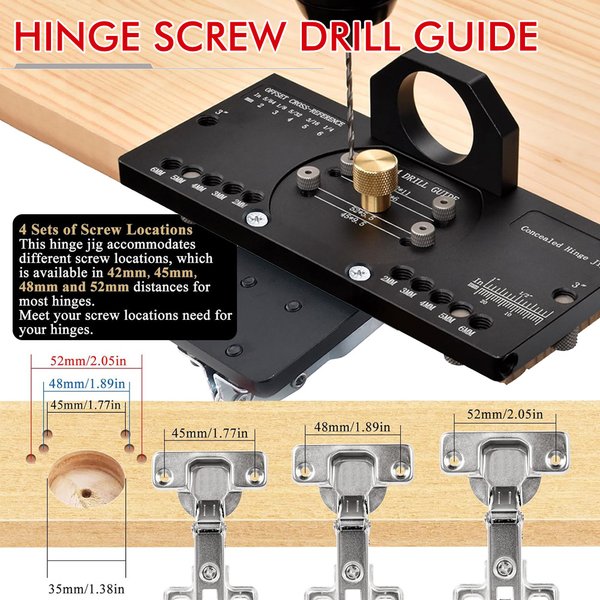 35mm Concealed Door Hinge Jig Cabinet Hinge Hole Drilling Jig & Quick Clamp
