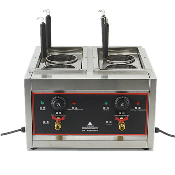 Electric Pasta Cooking Machine 4 Grid Pasta Warmer Noodles Cooker W/ Drain Valve