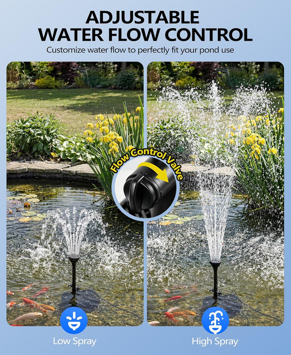 Submersible Koi Pond Filter with Fountain Pump Kit 1050GPH 85W 3 Spray Nozzles