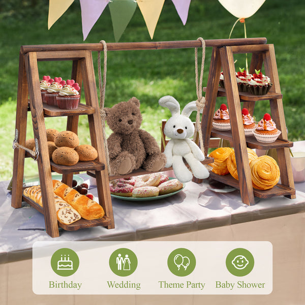 3 Tier Cupcake Stand Wooden Foldable Cake Stand with Removable Trays for Party