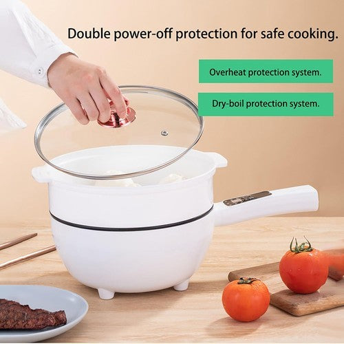 4L 28cm Electric Frying Pan with Steamer&Lid Non-stick Multifunctional Cookware