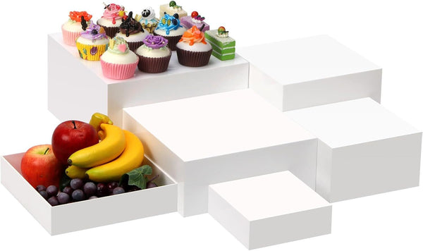 (10" 9" 8" 7" 6" 5") Large 6 PCS Buffet Risers Acrylic Hollow Cube Display