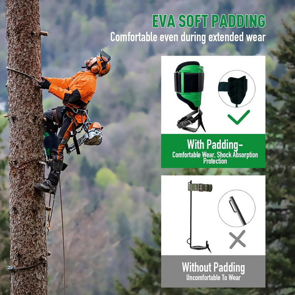 Nisorpa Adjustable Tree Climbing Spikes Set with Protectors and 150kg Capacity