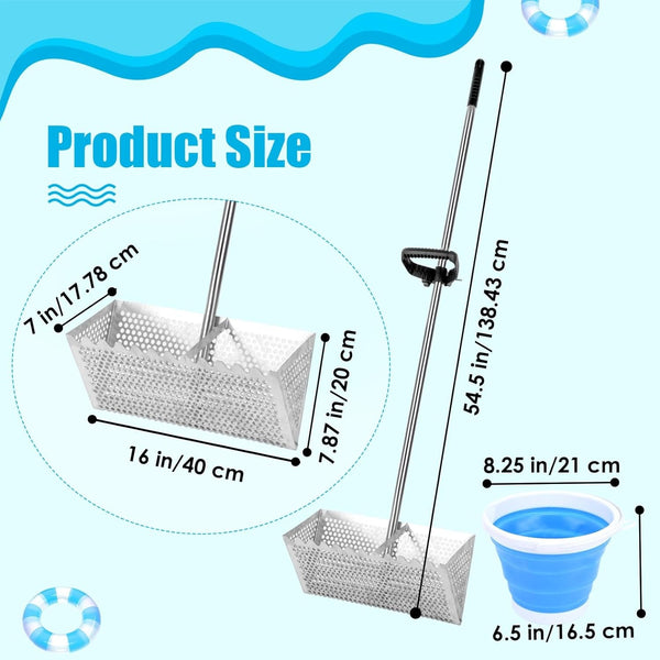 Sand Fleas Rake With Pail Shark Tooth Sifter Stainless Steel Sand Fleas Rake
