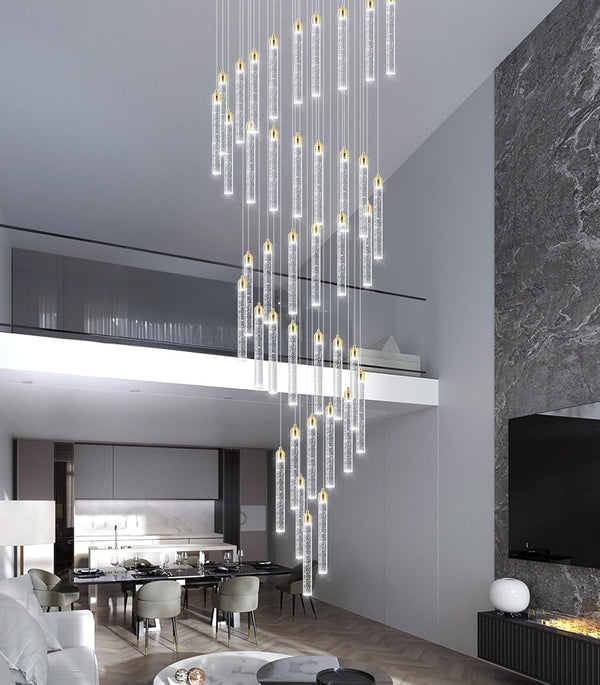 Staircase Chandelier Lighting Crystal Living Room Pendant Light Bar Ceiling Lamp