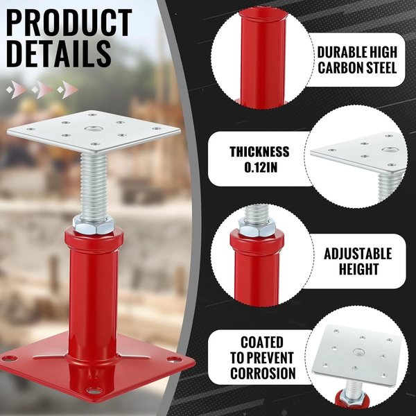 4 Pack House Jacks Floor Jack Post Leveling Screw Jack Adjustable 4.33''-7.1''