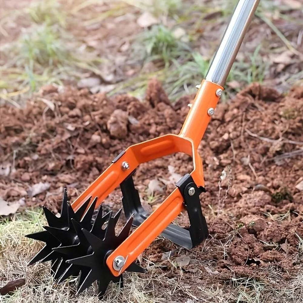 2in1Rotary Cultivator Garden Rotary Tiller Adjustable Stainless Steel Poles Hand