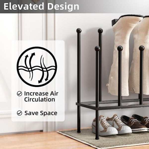 6 Pairs Metal Boot Rack Long Boots Shoes Holders Free Standing Organizer Hallway