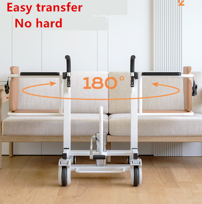 Hydraulic Patient Lift Transfer Chair Elderly Commode Wheelchair w/ Split Seat