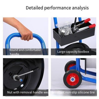 Strapping Dispenser Trolley Portable Plastic Strap Cart & Tray for 20cm Bundles