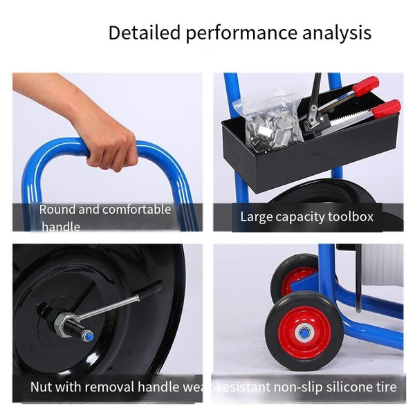 Strapping Dispenser Trolley Portable Plastic Strap Cart & Tray for 20cm Bundles