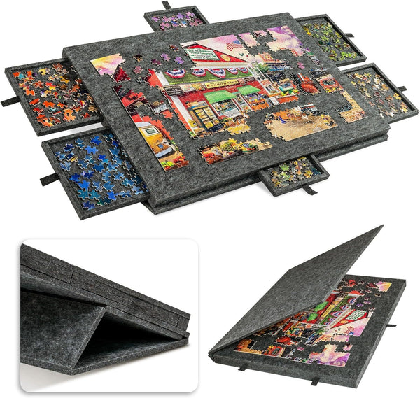Portable Puzzle Board 1000pcs Felt Jigsaw Puzzle Table with Drawers Covers