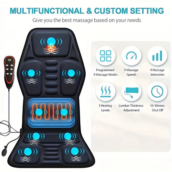 Massage Seat Cushion with Heating Lumbar Support 9 Massage Modes Fatigue Relief