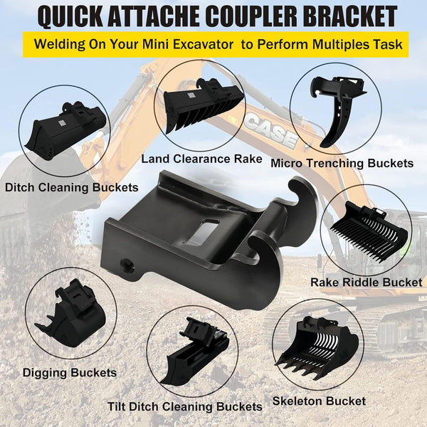 X-Change Coupler Bracket Quick Attach Mini Excavator Bucket Mount Attachment