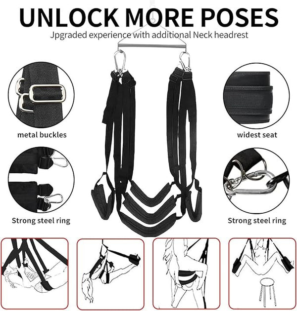 1.8m Couple Sex Swing Hammock Sex Swing Stand BDSM Bondage Frame w/Sling AU