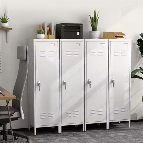3-Tier Floor Stand Metal Storage Cabinet with Adjustable Shelf & Lock 138cm High