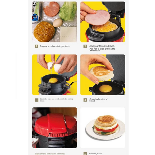 Electric Burger Press Machine Breakfast Machine Sandwich Hamburger Maker 220V