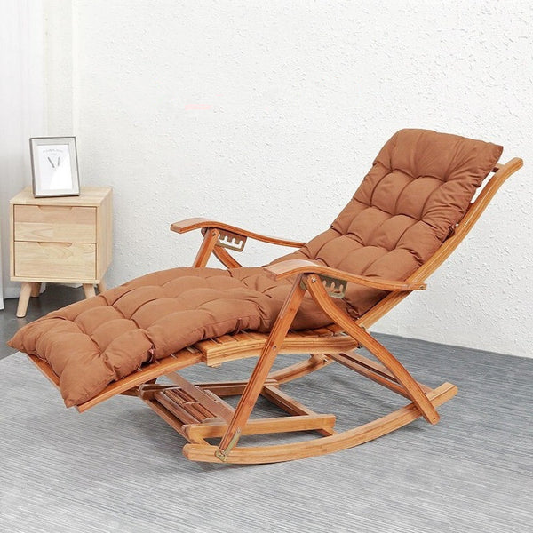 Leisure Rocking Chair Backrest Folding Bed Elderly Relax Armchair Foot Massage