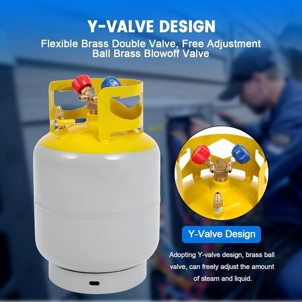 30 LB Refrigerant Recovery Tank HVAC Freon Refrigerant With 1/4" SAE Y-Valve AUS