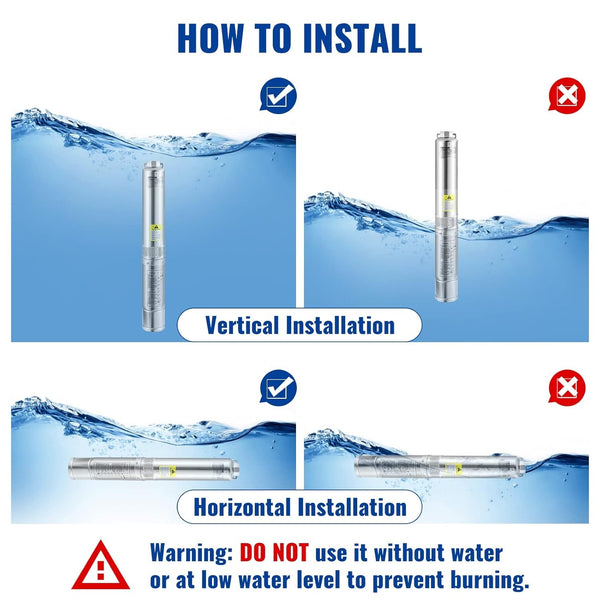 4" Solar Bore Well Pump Submersible Water 5.2m³/H 146m Farm Ranch