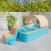 118" Inflatable Swimming Pool with Sun Shade Large Slide Kits Kids Water Playing