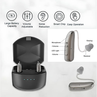 Bluetooth Hearing Aids Invisible Noise Cancelling RIC Digital Sound AmplifierBTE