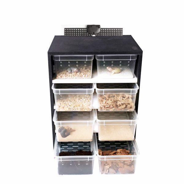 8 Grid Reptile Breeding Cabinet w/ 25W Heating Pad Hygrometer for Small Reptiles