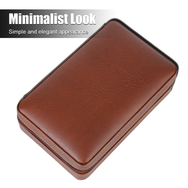 4-Finger Cigar Humidor Travel Cigar Case Holder Storage Wood Leather Box Gift AU