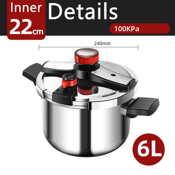 Pressure Cooker 6L Explosion-Proof One-Hand Locking Induction Compatible 100Kpa