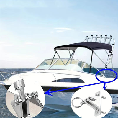 4Pcs 316 Stainless Steel Top Deck Hinge with Pin & Ring for Marine Boat Bimini