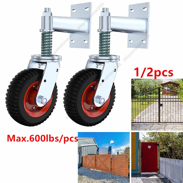 6" Gate Wheels Spring-Loaded Gate Wheels Caster Rotating Fence Wheel Max.600lbs.
