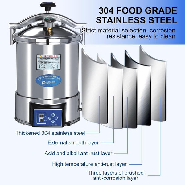 24L Autoclave High Pressure Steam Sterilizer with Timer And LCD Digital Display