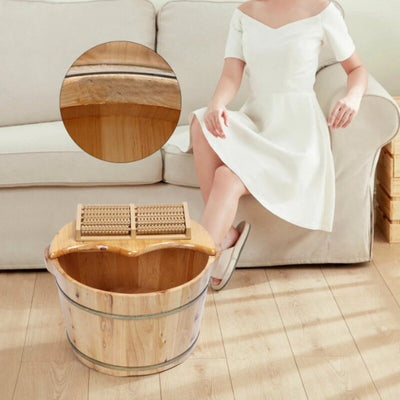 Wooden Foot Bucket Foot Basin with Lid Foot Massagers Soaking Basin Pedicure Tub
