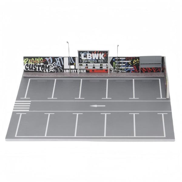 1:64 Diorama Open Air Car Parking Lot Model LED Lighting Car Garage Scene Model