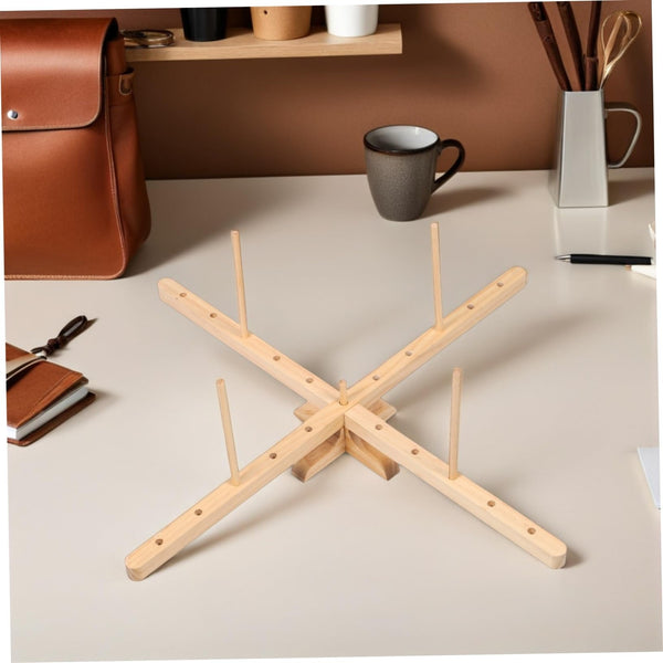 Wood Yarn Holder Compact Rotating Yarn Winder for Efficient Hand Knitting