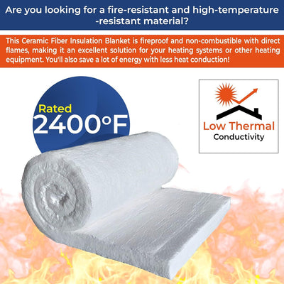 Ceramic Fiber Blanket High Temperature Thermal Fireproof Insulation mat 0.6x3.6M