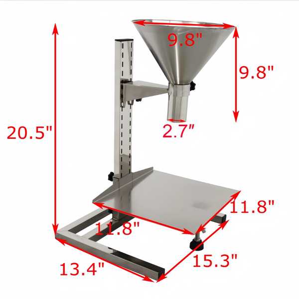 2"Inch Stainless Steel Feeding Hopper W/Support Stand for Powder Liquid Granules