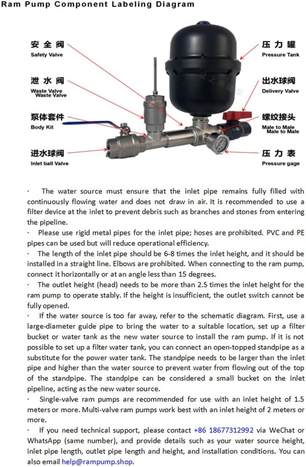 1-inch Single Valve Hydraulic Ram Pump Stainless Steel Water Hammer Pump
