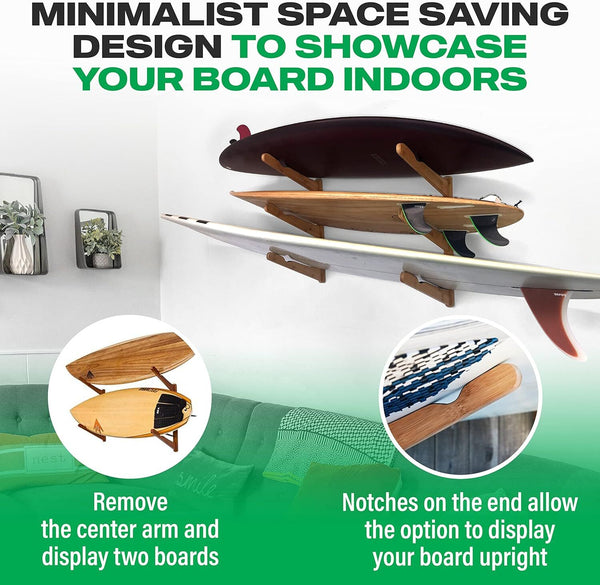 Wall Mount Surfboard Rack for Longboard Shortboard Wakeboard Kiteboard Snowboard