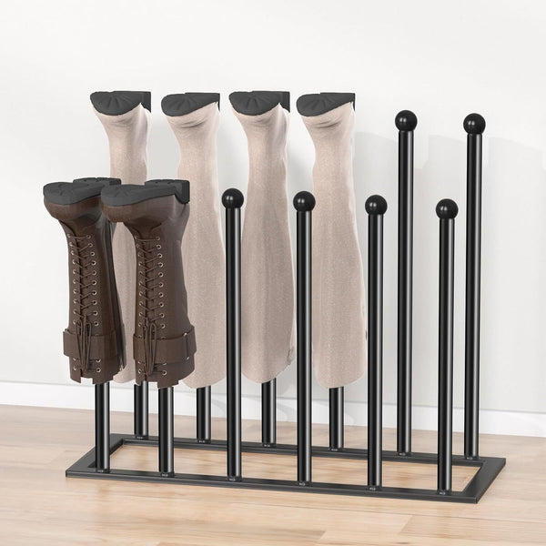 Metal Boot Rack for Tall Boots Storage Black Boot Organizer with 12 Long Posts