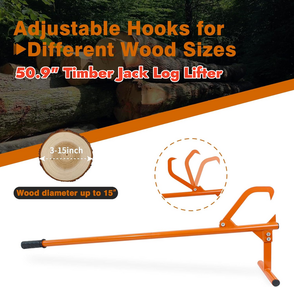 51" Timber Jack Cant Hook Log Roller Tool with Log Hook for Tree Felling Logging