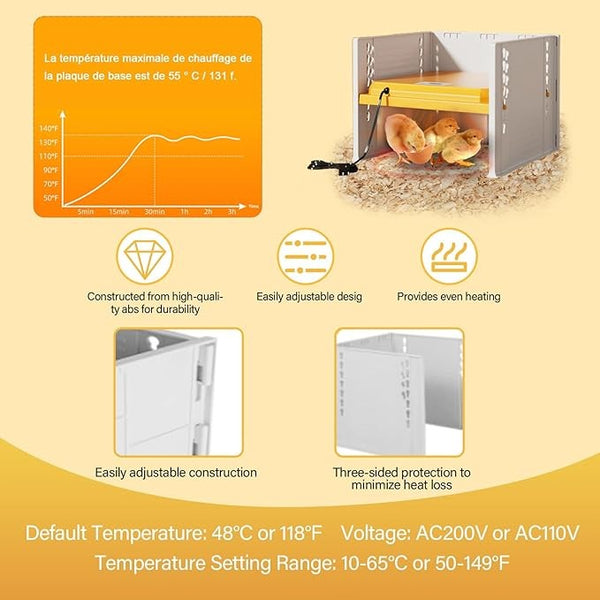 25W Chick Brooder Heating Plate Chicken Coop Heater Warmer 10-65℃ 3-Sided AU