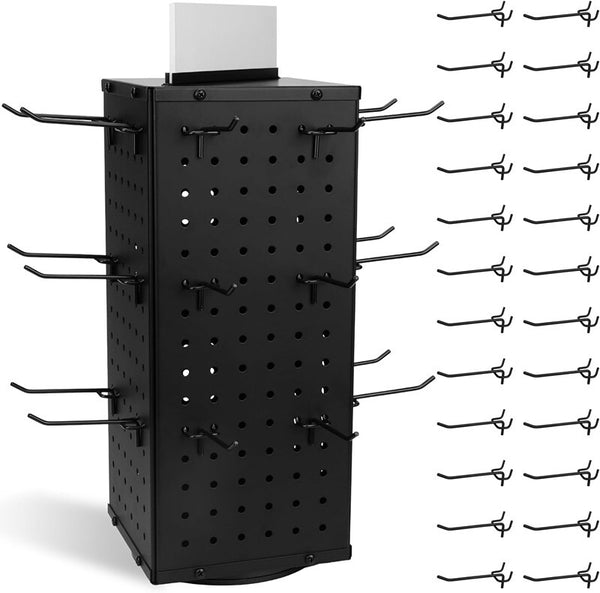 Metal Pegboard Display Rack Spinning Jewelry Earring Display Stand W/ 24x Hooks