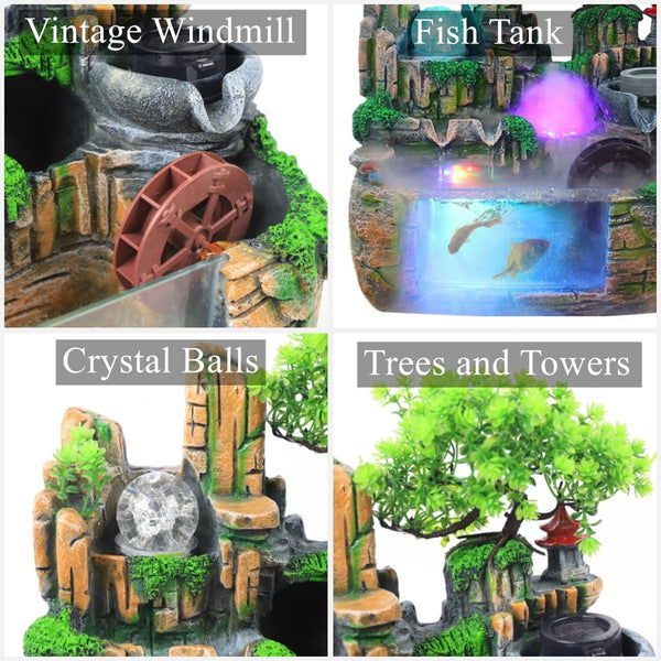 Calming Fountain Water Feature Ornament Fish Tank Outdoor Indoor Home Decor Gift