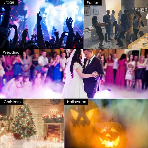 3 IN 1 Smoke Fog Bubble Machine LED Stage DJ Light Fogger DMX512 Remote Control