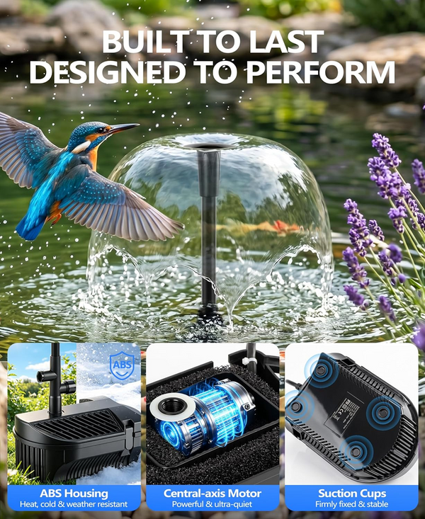 Submersible Koi Pond Filter with Fountain Pump Kit 1050GPH 85W 3 Spray Nozzles