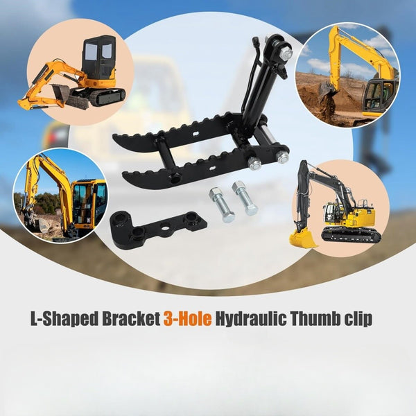 Hydraulic Thumb Clip for Mini Excavators Attachments L-Shaped Brack Easy Pick Up