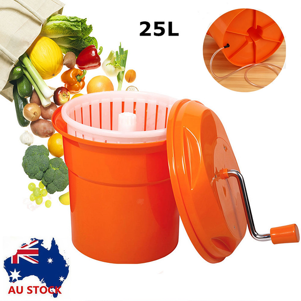 Commercial Vegetable Dehydrator Manual Salad Spinner Fruit Dryer Basket 25L